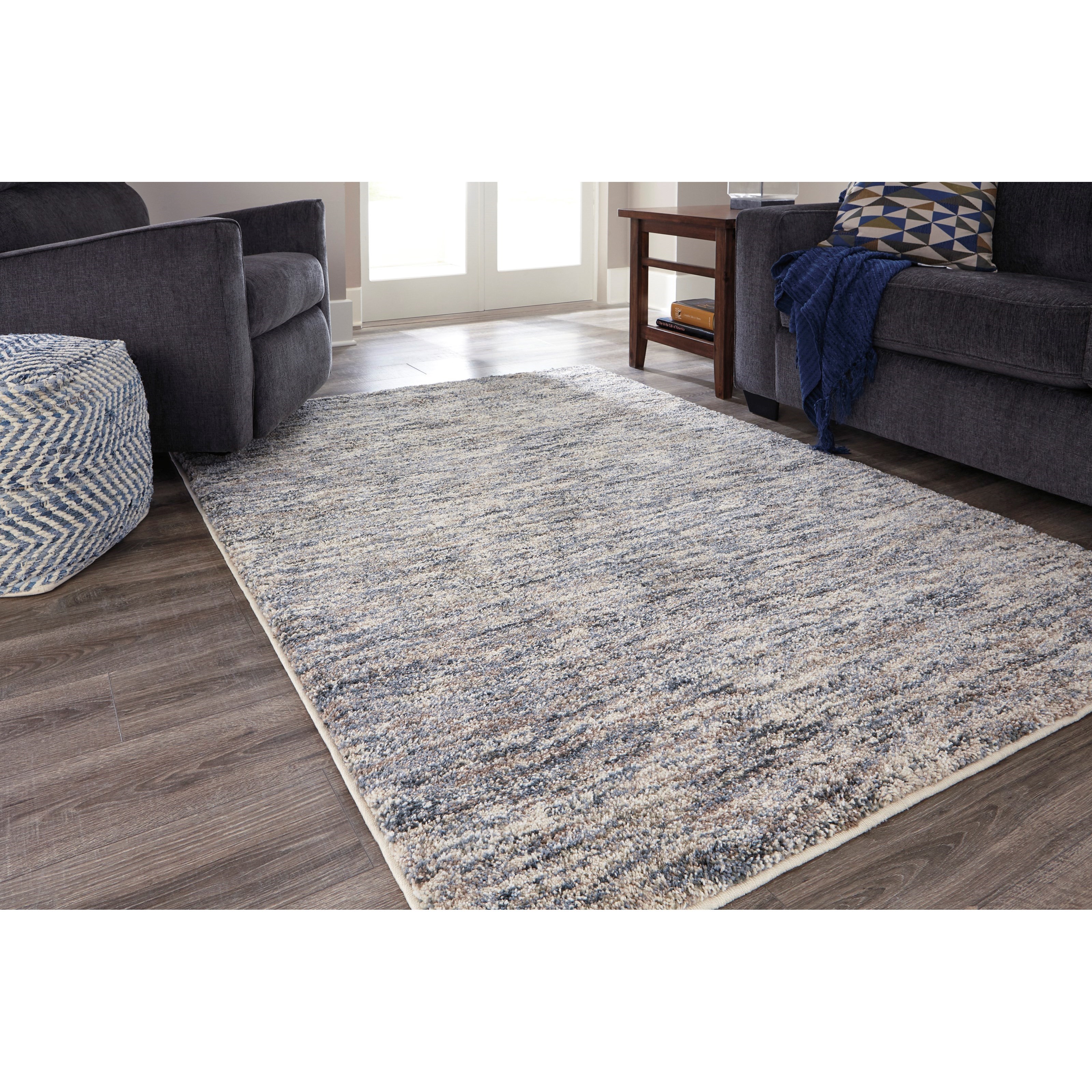Ashley Signature Design Contemporary Area Rugs Marnin Tan/Blue/Cream